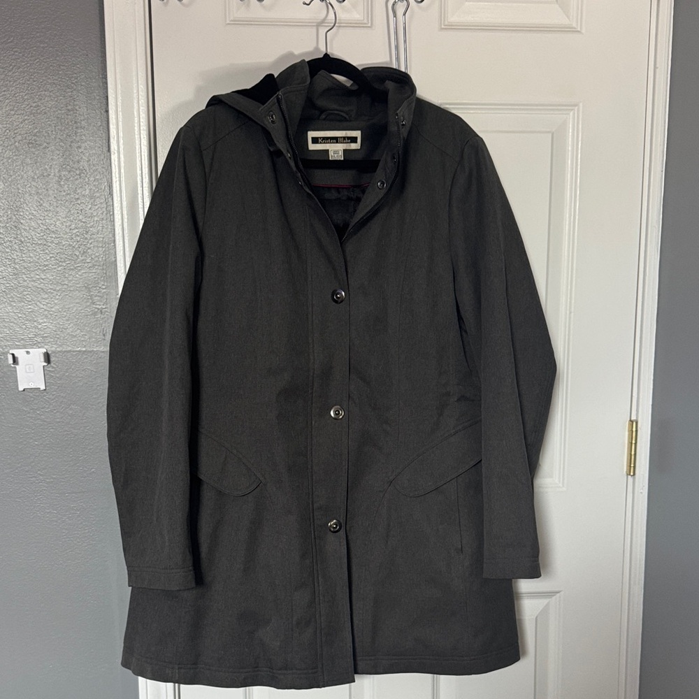Kristen Blake Charcoal Hooded Trench Coat
